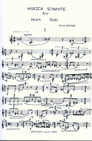 Musica Sonante for Horn Alone by David Deason