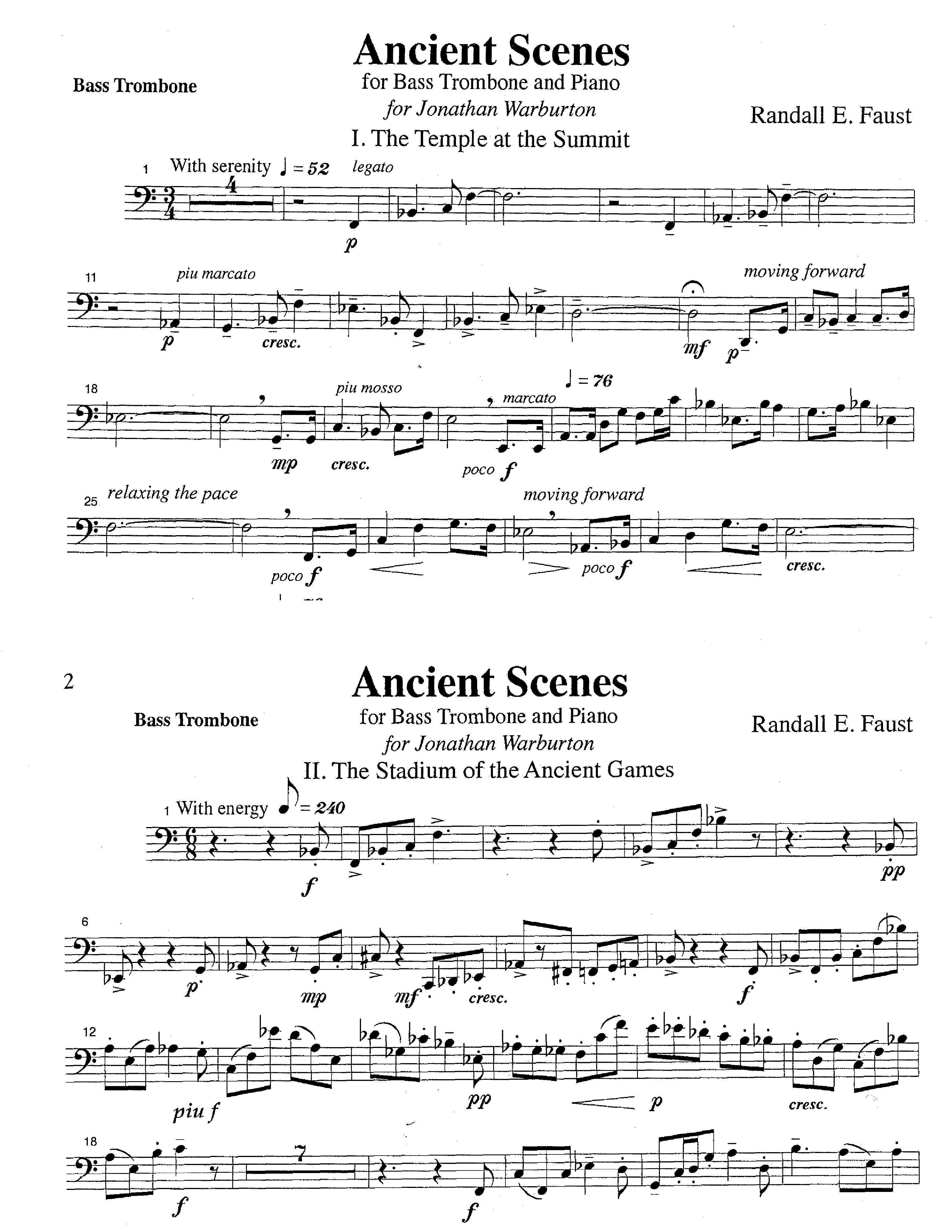 Ancient Scenes for Bass Trombone and Piano
