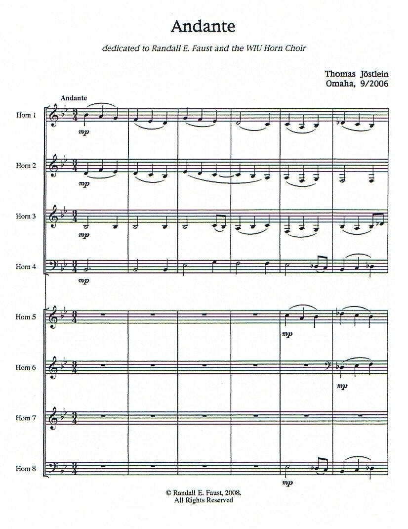 Andante for Horn Octet by Thomas Jöstlein.