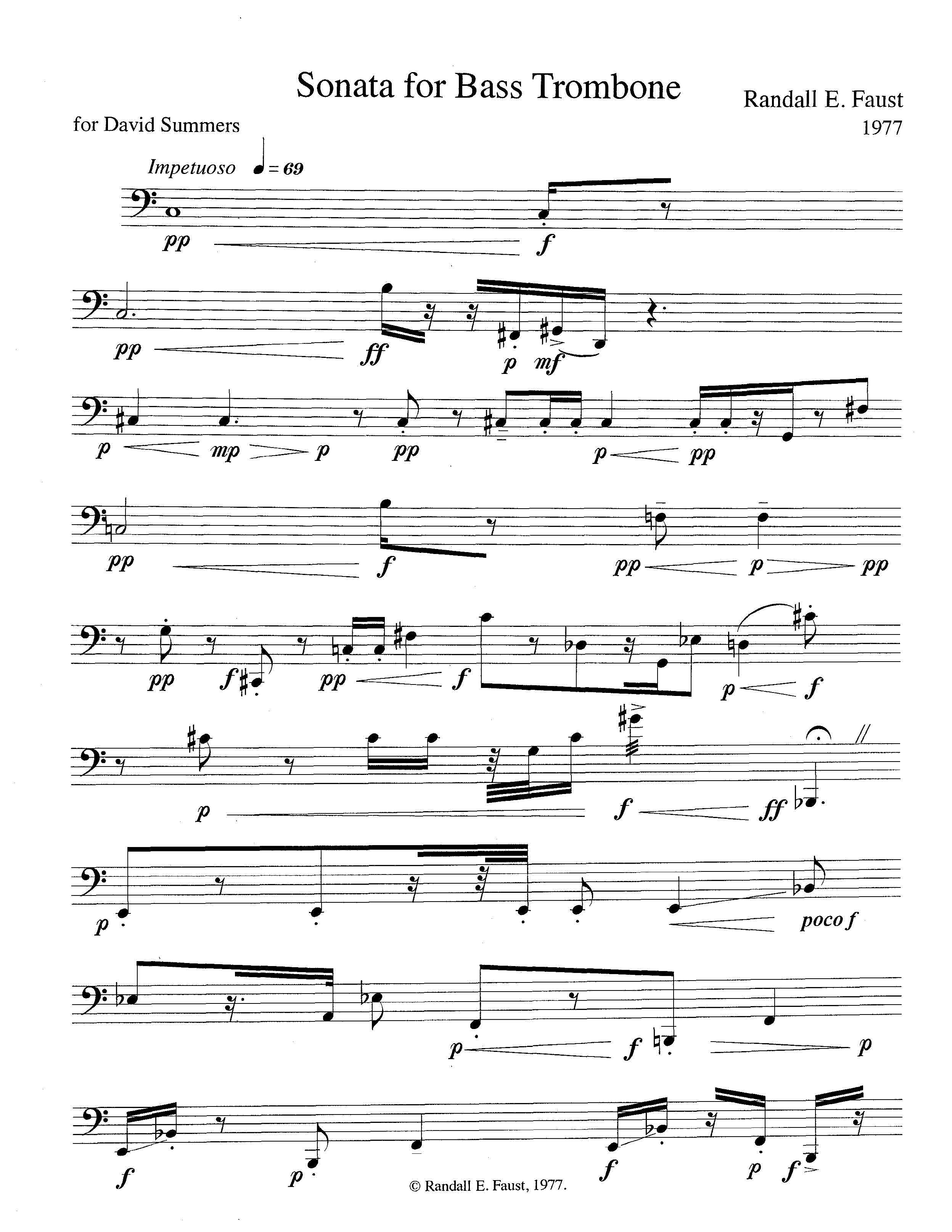 Sonata for Bass Trombone (1976)