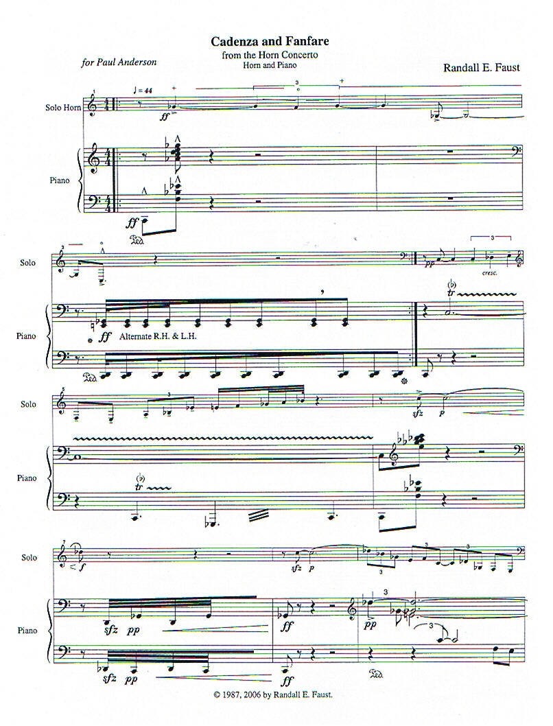 Cadenza and Fanfare from the Horn Concerto for Horn and Piano (1987/2006)