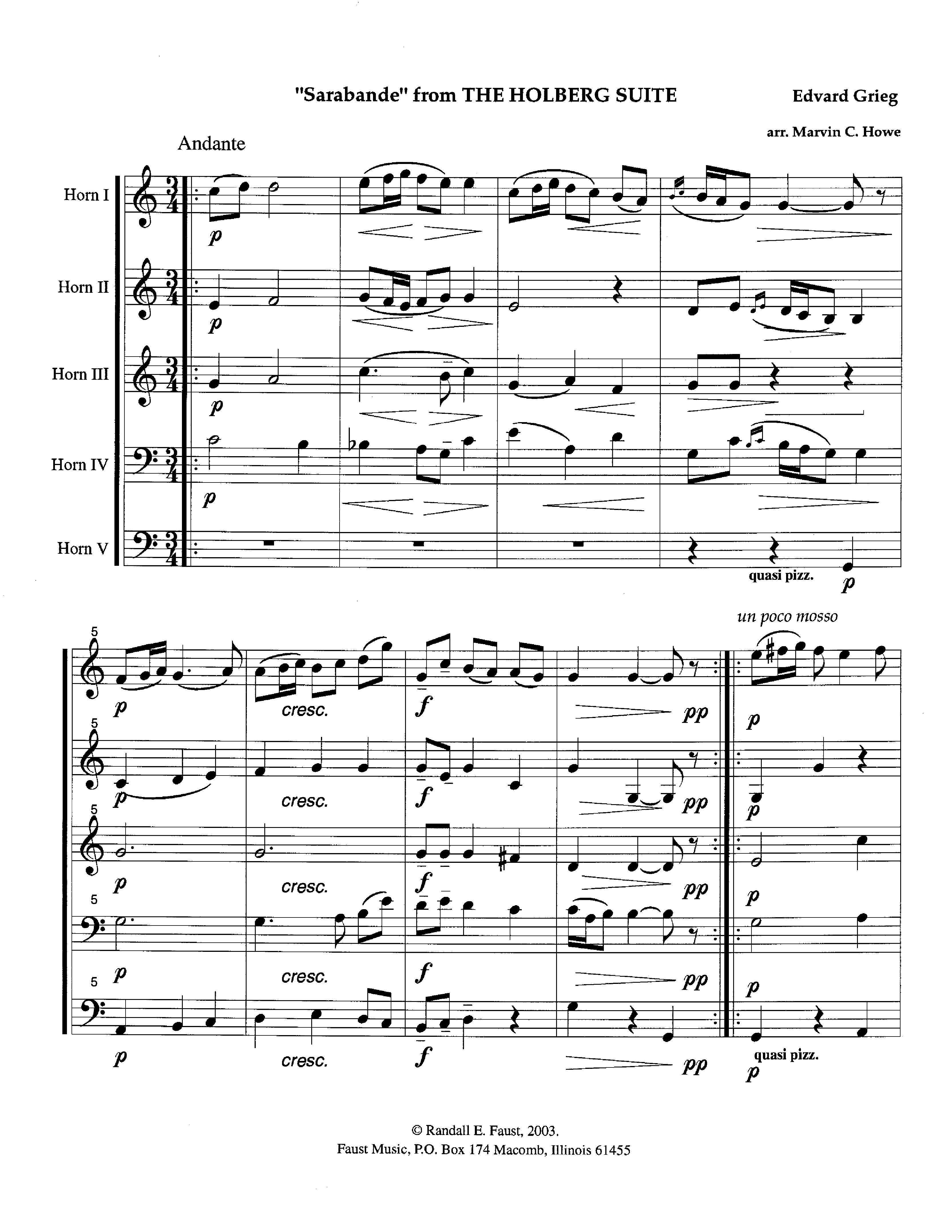 Sarabande from The Holberg Suite for Five Horns