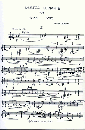 Musica Sonante for Horn Alone by David Deason