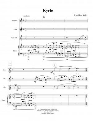 Kyrie for Soprano, Oboe, Horn, and Piano by Harold A. Kafer