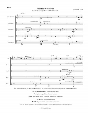 Prelude-Nocturne from the Concerto for Horn and Wind Ensemble (2006) for Horn and 4 Percussion